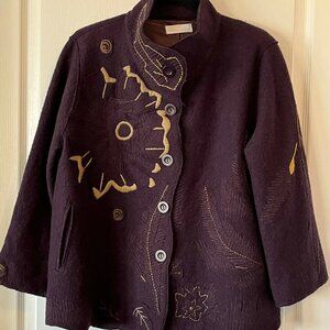 Vtg. Fashion Village Women's Wool Blend Jacket with Embroidered size M-L